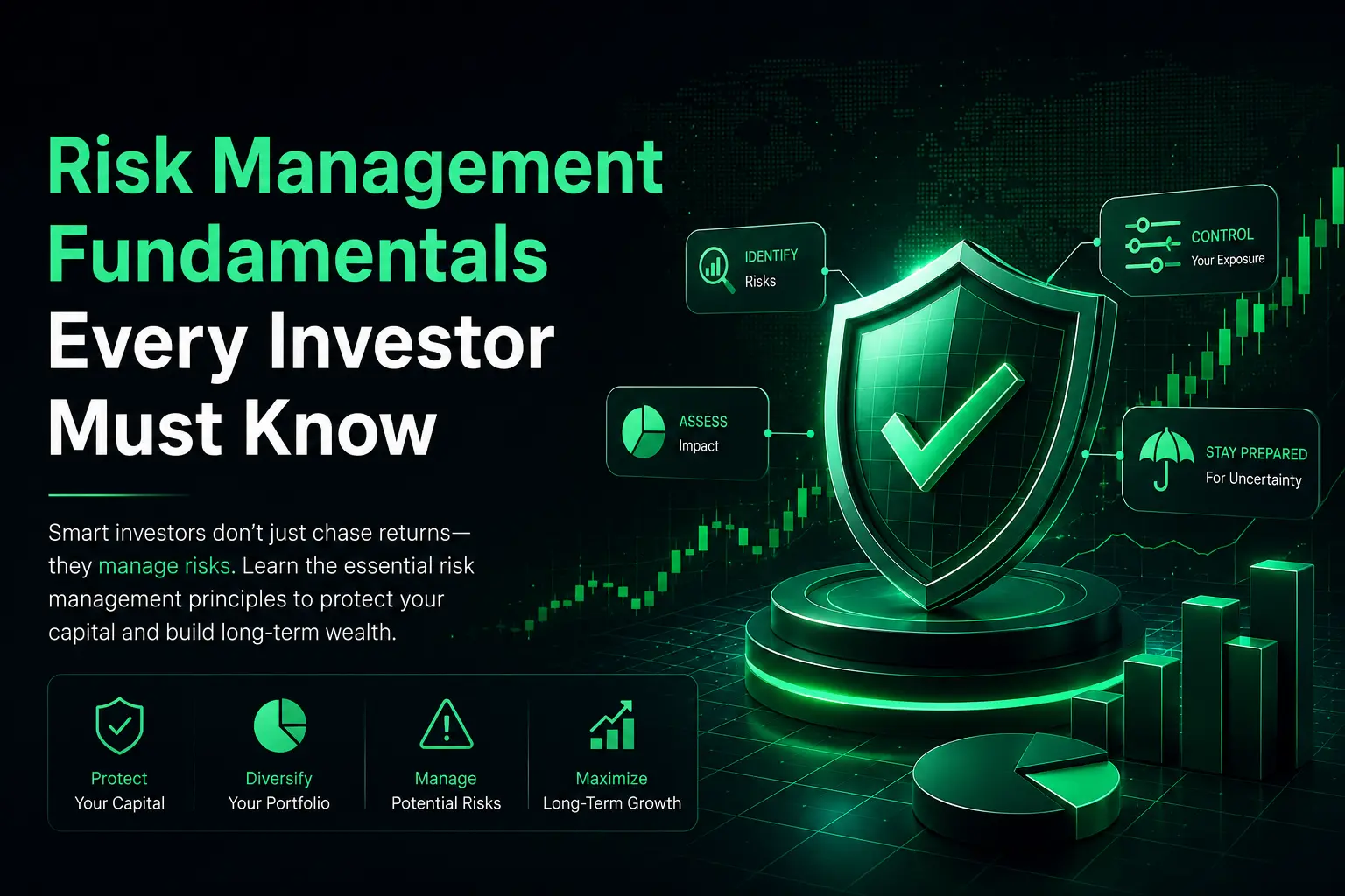 Shield icon over a portfolio chart